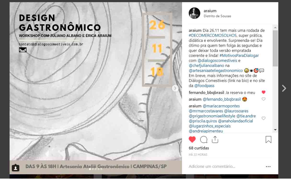 Workshop Design Gastrônomico com Juliano Albano e Érica Araium
